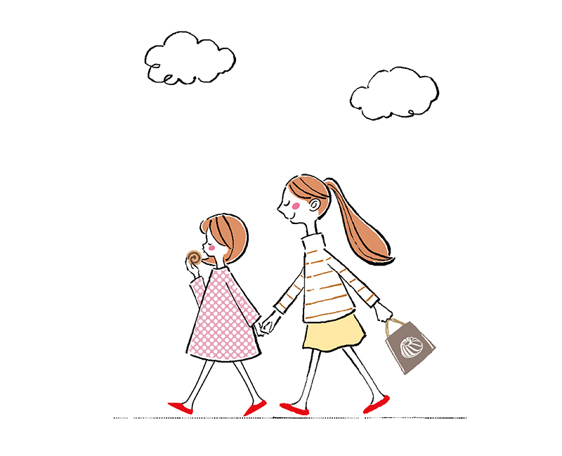 フリーイラスト（無料素材）手をつないで歩く子供