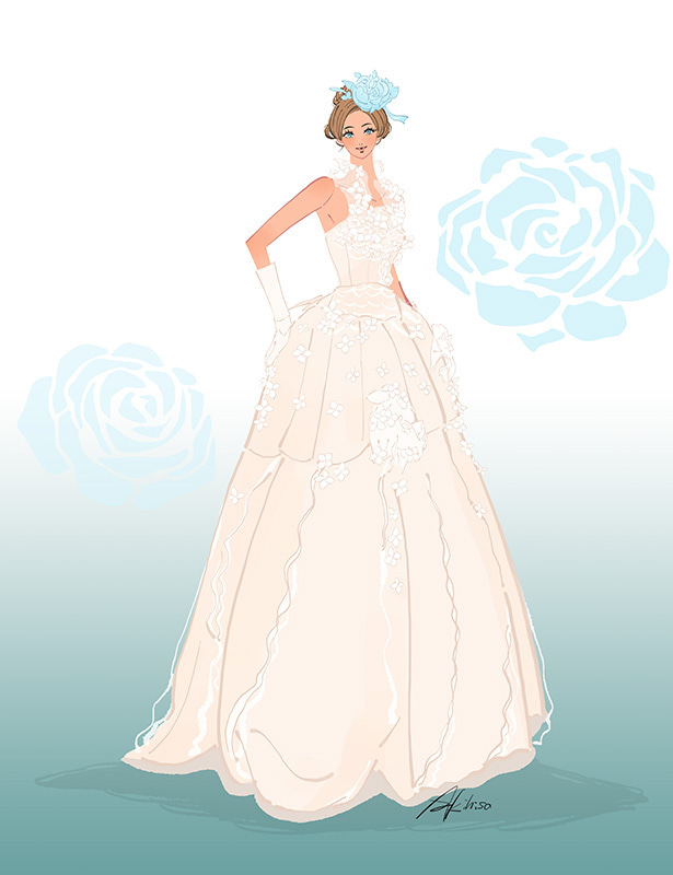 フリーイラスト（無料素材）ウェディングドレスの花嫁