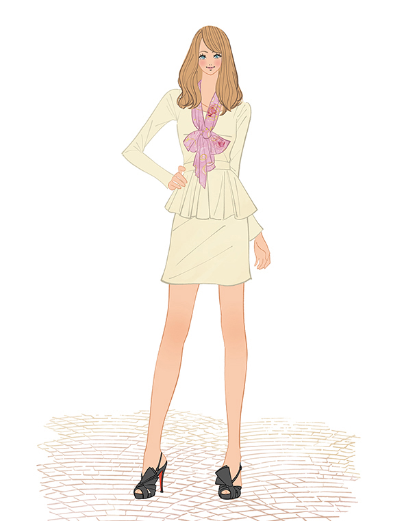 フリーイラスト（無料素材）クリスマス。スカーフをした女の子