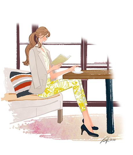 カフェで本を読む