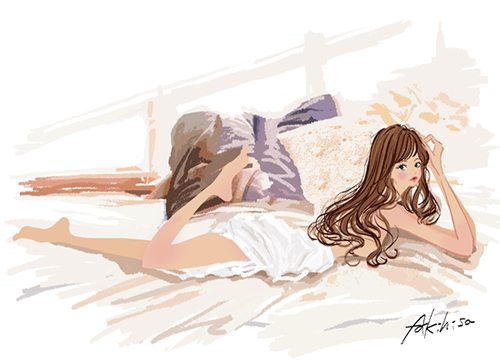 傘を差して自転車に乗る熊と女の子