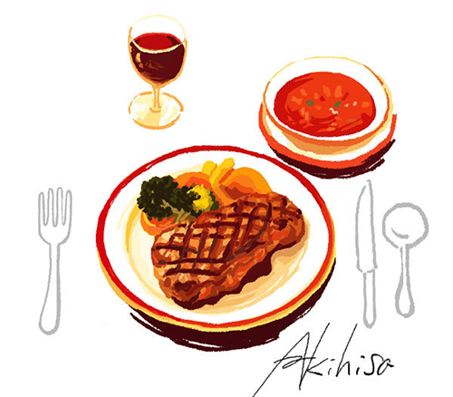 傘を差して自転車に乗る熊と女の子