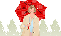 作品NO.F201　雪,傘をさす,女の子
