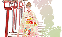 作品NO.i234　正月,新年,着物,晴れ着,京都,階段