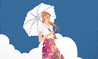作品NO.iof015　夏、日傘をさす女性