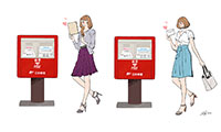作品NO.iof035　日本郵便,ゆうパケット,ポスト,手紙,荷物,女性向けイラスト
