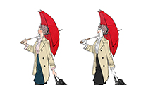 作品NO.iof181　傘を差して歩く女性,秋冬,イラスト作成