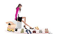 作品No.mg005　靴を選ぶ女の子,イラスト制作,女性向け,イラストレーター