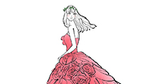 作品No.f436　女性,ウェディングドレス,花嫁,結婚,イラスト
